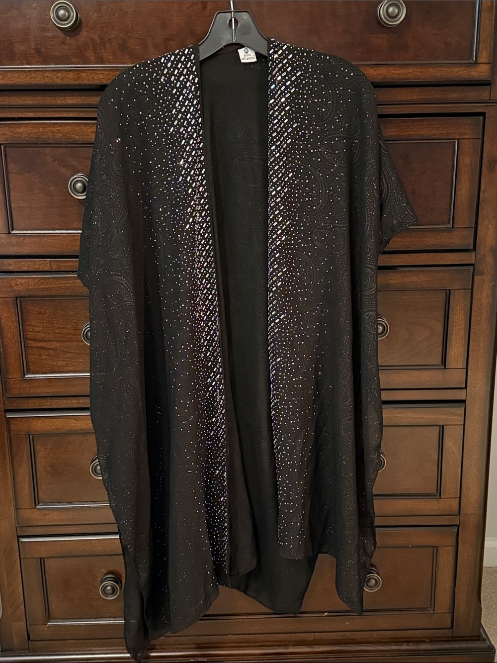 Black Sheer Kimono with Sparkling Accents
